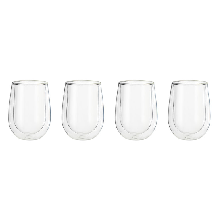 Henckels Cafe Roma 4Pc DoubleWall Glassware Stemless White Wine Glass Set Wayfair
